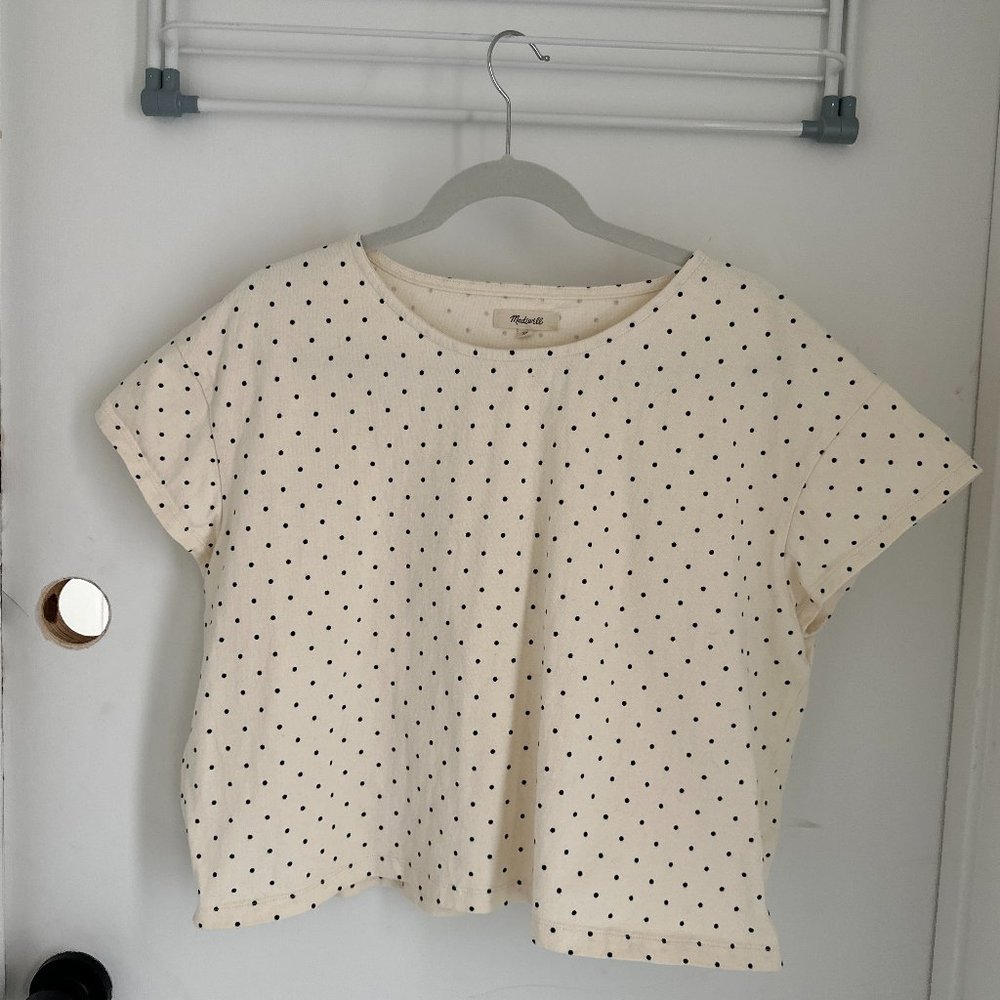 Madewell Black and White Polka Dot Boxy Top